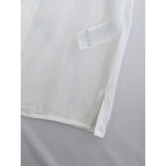 Reiss White Summer Top Pleated Blouse $180 Size 0 Jax-SS Layering Short Sleeve - Picture 5 of 11